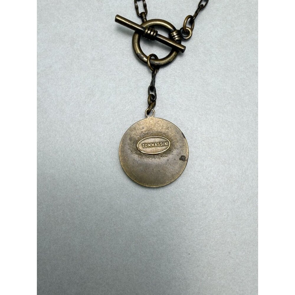 Tommassini Vintage Necklace Bronze Medallion Crest Toggle Chain - Picture 6 of 8